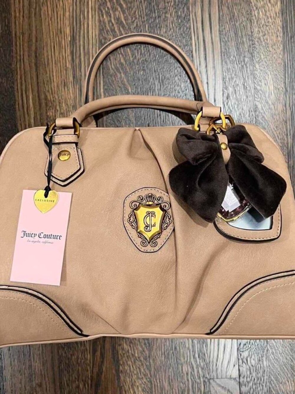 juicy couture romance satchel shoulder bag in pecan (tan / beige) y2k NWT